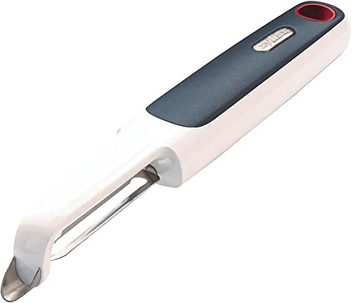 Zyliss E950017 Smooth Glide Pelapatate Girevole, Plastica, Acciaio Inossidabile, Bianco, Grigio, Pela Verdure A Lama Dritta, Lavabile In Lavastoviglie