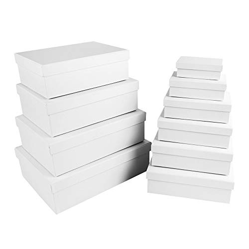 Ideen Mit Herz Scatole Regalo Con Coperchio | Di Cartone Robusto | Set Da 10 | 10 Misure Diverse L'Una Nell'Altra, Da Grandi A Piccole | Ideale Per Co