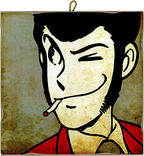 Kustom Art Quadro Quadretto Stile Vintage Serie Fumetti Lupin Iii: Lupin Da Collezione Stampa Laser Su Legno Alta Qualità Made In Italy - Idea Regalo