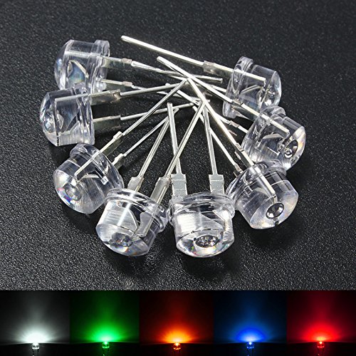 Masunn 20Pcs 8Mm Cappello Di Paglia Blu Verde Giallo Rosso Led Acqua Chiaro Diodi Emettitori Di Luce Lampada - Blu