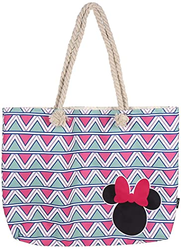 Cerdá 2100002927, Borsa Da Spiaggia Minnie Mouse 100 Cotone Unisex Bambini E Ragazzi, Rosa (Pink), L