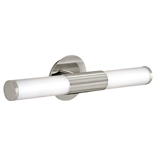 Eglo Palmera Lampada Da Parete Per Specchiera A 2 Luci, Applique In Metallo E Vetro Opalino Satinato, Lampada Da Bagno In Argento, Bianco, Lampada A P