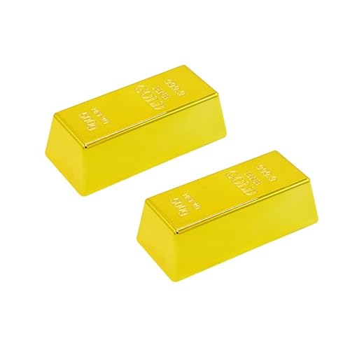 Chuangou 2 Pezzi Finti Lingotti D' Oro,Lingotti D' Oro Mattoni,Per Film Prop Novità Regalo Scherzo.(M)