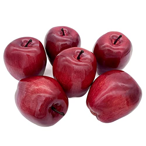 Lorigun Mele Artificiali Frutti Finti Deliziose Mele Rosse Per La Decorazione, Frutta Decorativa, Grandi Mele Rosse Faux 6 Pezzi