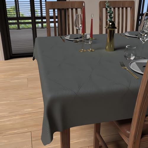 Soleil D'Ocre Luxury Tovaglia Anti Macchia, Grigio, 180 X 180 Cm