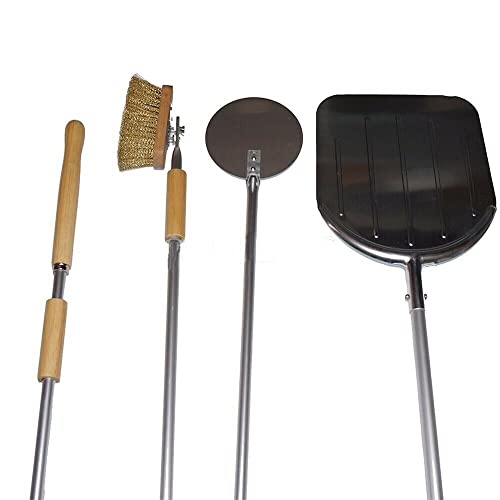 Made In Italy Kit Pale/Set Pala Per Pizza Forno A Legna 3 Pezzi -Manico Scorrevole Pizze Forni