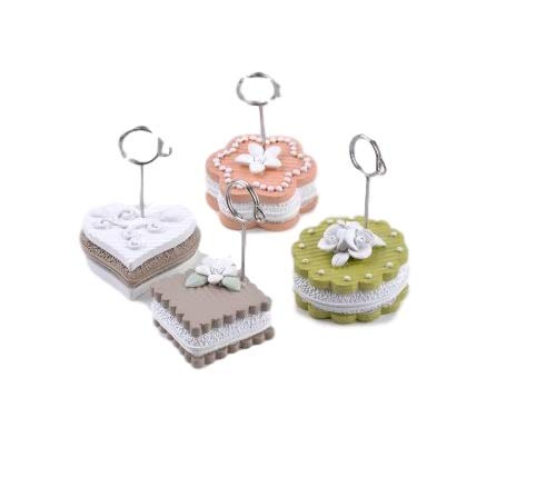 12 Pz Clip Bomboniera Matrimonio Comunione Cresima Segnaposto Pasticcino Cake In Resina Mandorle Bomboniere By Paben