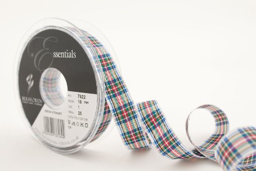 Berisfords Dress Stewart, Nastro Con Motivo Scozzese, Poliestere, Multicolore, 16Mm X 25M