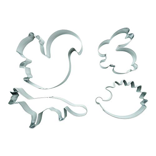 Bekkib - 880531 - Set Di 4 Formine Per Biscotti A Forma Di Scoiattolo, Volpe, Riccio, Coniglio, Animali Della Foresta