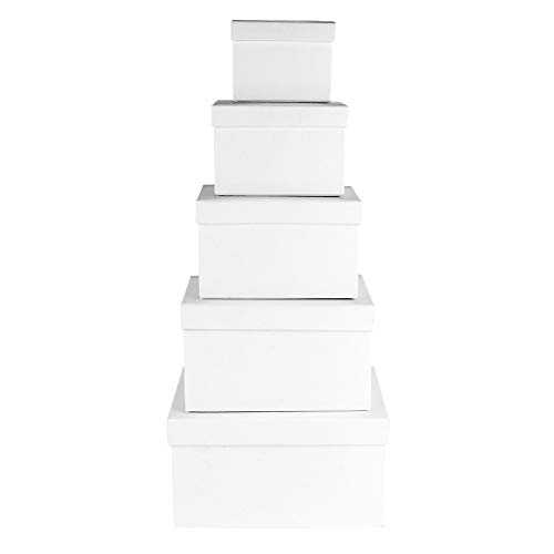 Ideen Mit Herz Scatole Regalo Con Coperchio | Set Da 5 Pezzi | 5 Diverse Misure Tra Loro Da Grandi A Piccoli | In Cartone Robusto | Ideali Per Complea