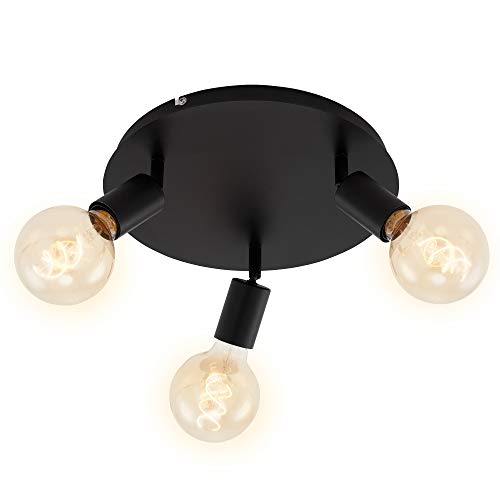 Briloner Leuchten Lampada Da Parete, 3 Faretti Orientabili E Regolabili, Retrò/Vintage, 3 X E27, Max. 60W, Metallo, Nero, Diametro 30 Cm 60 W
