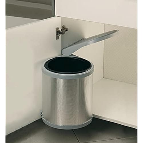 Elletipi Ring Ppi607/1 Pattumiera Automatica Da Anta Sottolavello, Fissaggio Fianco Base, Plastica E Acciaio, 10 L, Grigio, 32 X 27 X 27 Cm