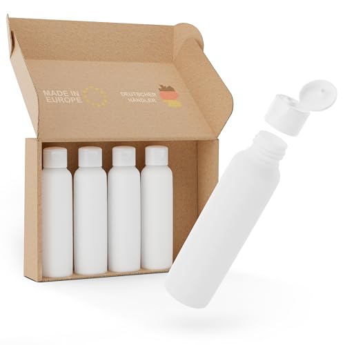 Kunz Packaging Bottiglie Da Viaggio Da Riempire – Bottiglie Vuote Da 100 Ml Con Flip Cap – Dispenser Trasparente In Plastica – Set Da 5 Pezzi