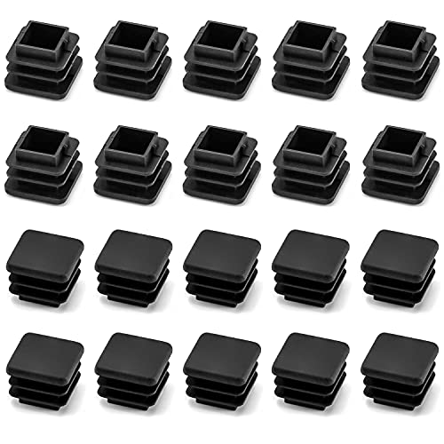 Qwork® 20 Pezzi 2Cm X 2Cm Tappo Quadrato In Plastica Nera Con Tappo Terminale Per Tubi, Gamba Della Sedia