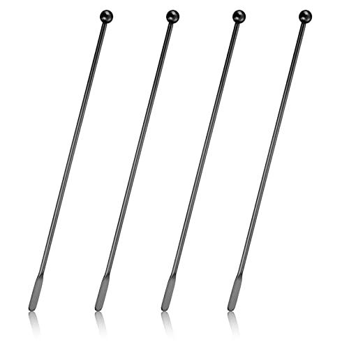 4 Agitatori In Acciaio Inox Per Mescolare Cocktail E Bevande Swizzle Stick, 17,5 '' In Metallo Con Piccole Pagaie Rettangolari, Bastoncini Riutilizzab