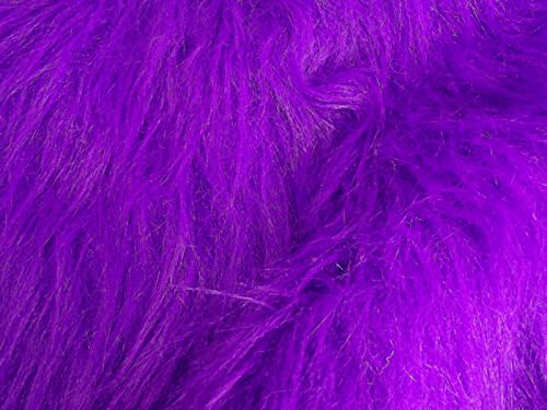 Crs Fur Fabrics Tessuto In Finta Pelliccia Lunga, Acrilico, Viola, 1Mtr - 150Cm X 100Cm