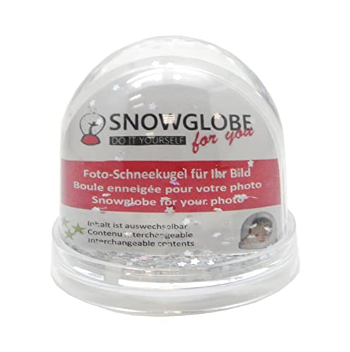 Snowglobe For You 50011 - Palla Di Neve Grande Con Immagine Basamento Trasparente, Contenuto Argento Stelle, 9 Cm