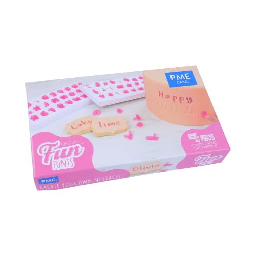 Pme Fun Fonts - Alfabeto Con Lettere Maiuscole E Minuscole Per Cake Design, Set Di 52 Pezzi, Collezione 3