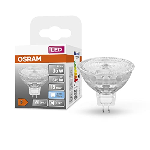 Osram Riflettore A Stella Lampada Led, Gu5.3-Base Vetro Trasparente ,Bianco Freddo (4000K), 345 Lumen, Sostituzione Delle Lampade 35W, Non Dimmerabile