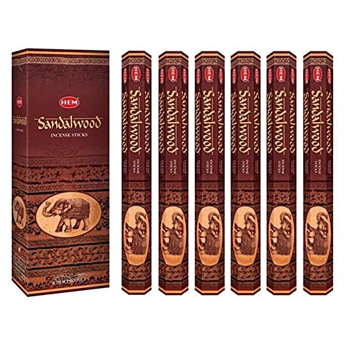 Incense Sandalwood, 120 Bastoncini In Una Confezione Six Hem Brand, Rotolo A Mano In India. By Hem Incense