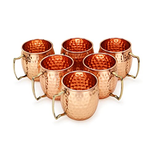 Zap Impex Tazza In Mulo Moscow In Rame Martellato In Rame Puro Ideale Per Tutti I Drink Refrigerati O Per La Casa Set Regalo Grande Di 6