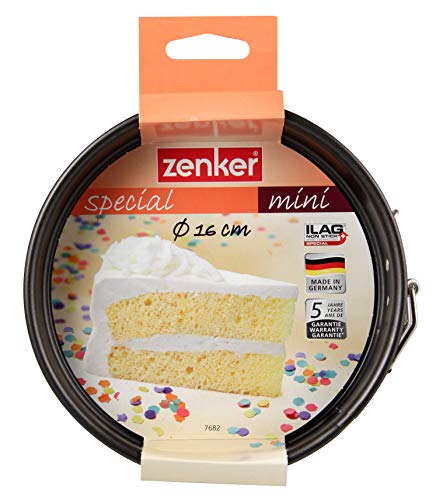 Zenker Stampo Tortiera Apribile Con Cerniera Mini Size Ø 16Cm, In Carbon Steel Con Rivestimento Antiaderente, Linea Special Mini(Colore: Nero), Quanti
