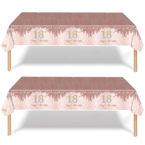 Naapesi 2 Pezzi Tovaglia Per Compleanno 18 Anni, Tovaglie Per Feste Impermeabile, Tovaglia In Oro Rosa Decorazione, Tovaglia In Plastica Per Feste,Com