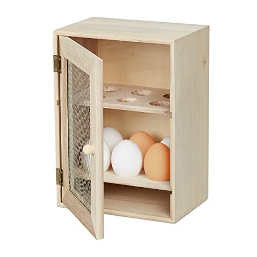 Relaxdays, 12 Uova, Stile Rustico, Da Poggiare, Legno & Metallo, Armadietto Portauova,25X18X12 Cm,Naturale, Legno, Metallo, 1 Pz
