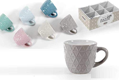 Gicos Import Export Srl Set 6 Tazzine Tazze Caffè Colori Assortiti Colazione Capienza 90 Cc Senza Piattino Siz-811647