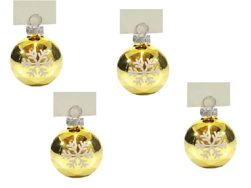 Segnaposto Pallina Di Natale Oro Con Biglietto Scrivi Il Nome Cm 4 In Vetro Soffiato Set Da 4 Pezzi Eleganti Particolari E Moderni
