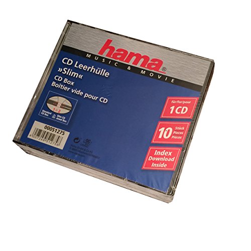 Hama Custodia Per Cd Slim, Nero, 10 Pezzi