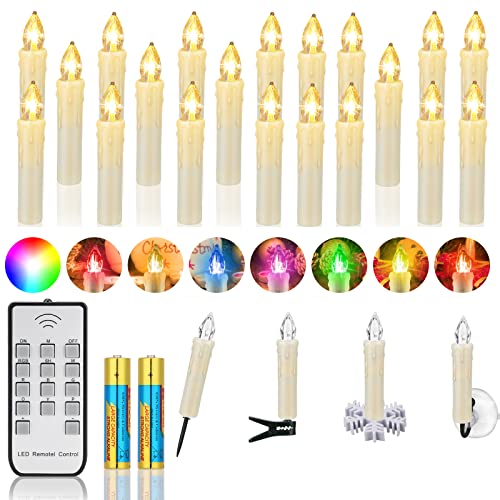 Ziyoudoli 20 Pezzi Led Senza Fiamma Led Tapered Candle Flickering Flame Battery Powered Albero Di Natale Led Candela Filo Con Telecomando No Timer Dim