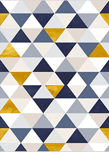 Mani Textile Tps_Tren_Trian_120 Tappeto, Poliestere, Blu, Giallo, X_180_Cm