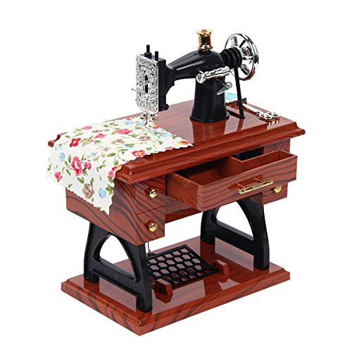 Kitchnexus Mini Carillon Music Box Vintage Simulazione Macchina Da Cucire (Marrone)