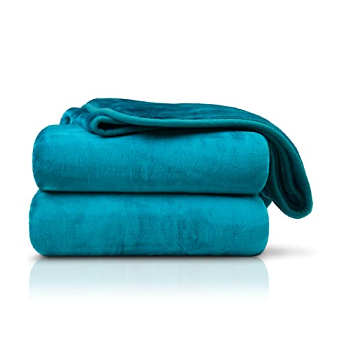 Amago Coperta, Effetto Cashmere, 180 X 220 Cm - Blu Petrolio