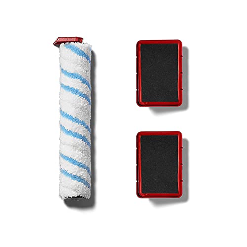 Vileda Set Di Ricambio Di Base Per Vileda Jet Clean, 2 Filtri E 1 Rullo In Microfibra, In Poliestere, Bianco/Rosso, Normale
