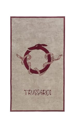 Trussardi Telo Mare In Spugna Di Cotone 100% Effetto Velour 95X180 Cm Art. Rope Col. Bordeaux