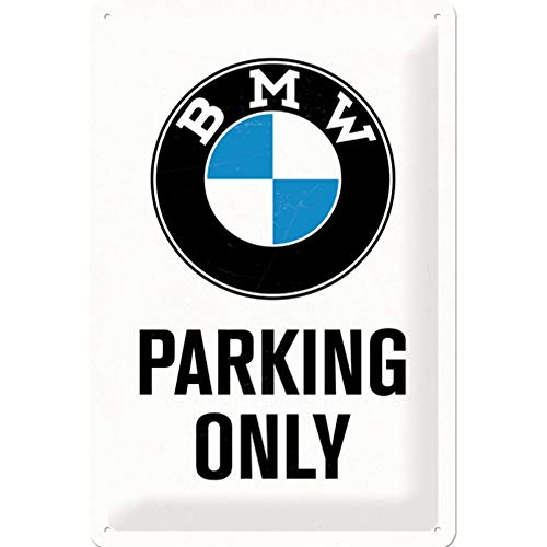 Nostalgic-Art Targa Vintage Bmw – Parking Only – Idea Regalo Per Amanti Di Accessori Per Auto, Metallo, Multicolore, 20 X 30 Cm
