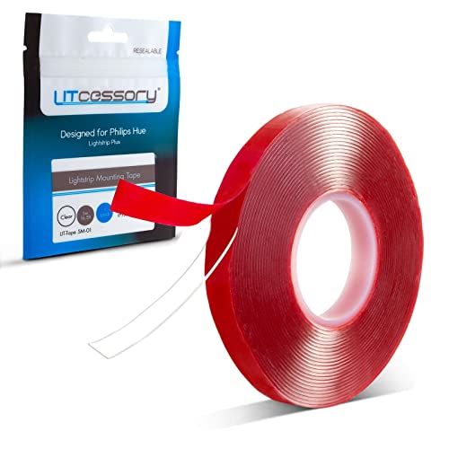 Litcessory Nastro Di Montaggio Per Strisce Luminose (5M) Per Philips Hue, Lifx, And C By Ge Light Strips-Forte,Rimovibile,Nastro Biadesivo -Funziona A