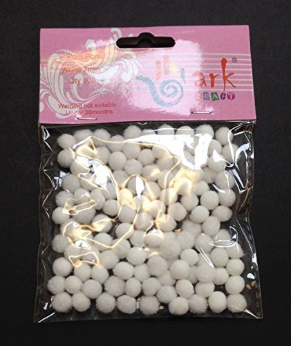 Arkcraft Confezione Da 100 Pompon Bianchi Da 7 Mm