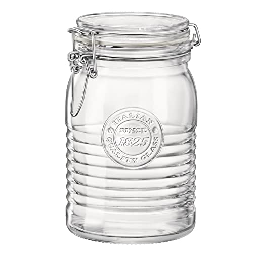 Bormioli Rocco Officina1825 540637Mtv121990 Barattolo Con Coperchio Basculante, Set Da 6, Vetro, Transparent, 33.75 Ounce, 33.75 Fluid_Ounces, Traspar
