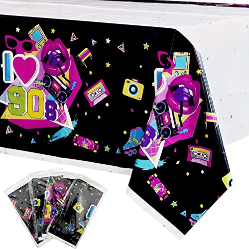 Lilwemen 4 Pezzi Tovaglie In Plastica Anni '90 Decorazioni Per Feste, Tovaglie Per Feste A Tema Anni '90, Tovaglie Ritorno Agli Anni '90 Per Feste Di