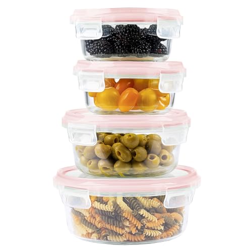 Home Fleek Contenitori In Vetro Per Alimenti Con Coperchio - Impilabili Meal Prep Contenitori Ermetici Per Alimenti Vetro, Adatti Microonde E Congelat
