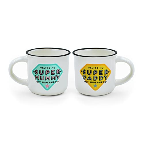 Legami Mm0015, Espresso For Two, 2 Tazzine Da Caffè In Porcellana New Bone China, Capacità 50 Ml, Tema Mum And Dad, Lavabili In Lavastoviglie, Utilizz