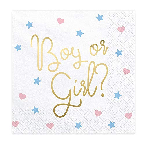 Partydeco Conf. 20 Tovaglioli Carta Con Scritta Boy Or Girl Per Gender Reveal Party