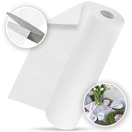 100%Mosel Runner Da Tavola In Pile, In Bianco (30 Cm X 25 M), Runner Decorativo Da Tavola, Elegante Decorazione Da Tavola Per Compleanni & Matrimoni