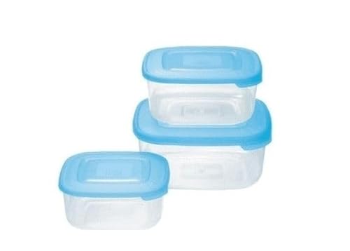 Tontarelli Set 3 Pezzi Frigobox Contenitore Per Alimenti Quadrati Con Coperchio Oceano