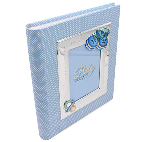 Valenti&Co. Album Portafoto Bimbo Con Cornice In Argento Frontale B1360 20X25 (Celeste)