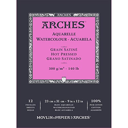 Arches- Blocco Enc 23X31 12H Aquarelle 100% Satin 300G Blanc Nat, Colore Bianco Naturale, A1795097