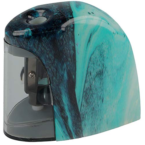 Westcott Temperamatite Elettrico In Stile Pouring E Effetto Marmo Con Contenitore, Alimentato A Batteria, Temperamatite, E-55060 Blue